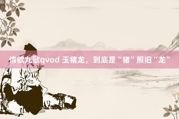 情欲九歌qvod 玉猪龙，到底是“猪”照旧“龙”